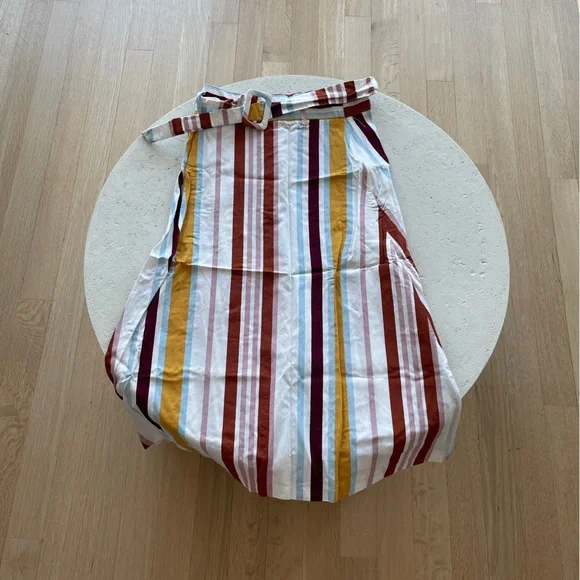 High Waisted Midi Striped Skirt Zara Belt Detail - Picture 4 of 9